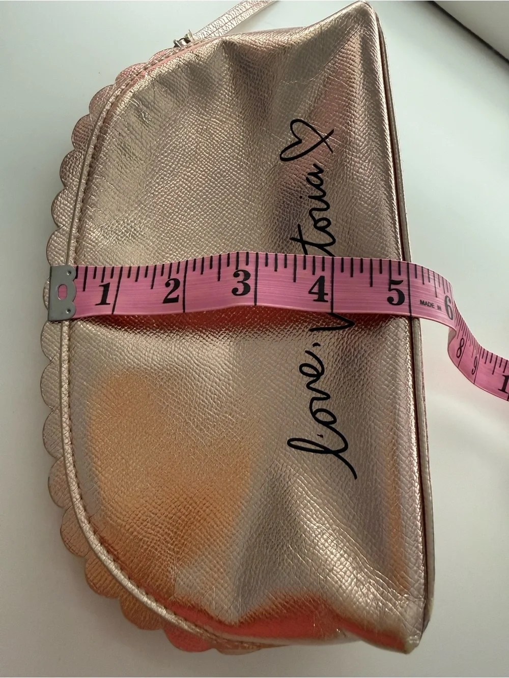 Victoria's Secret Metallic Rose Gold Perforated Makeup Pouch